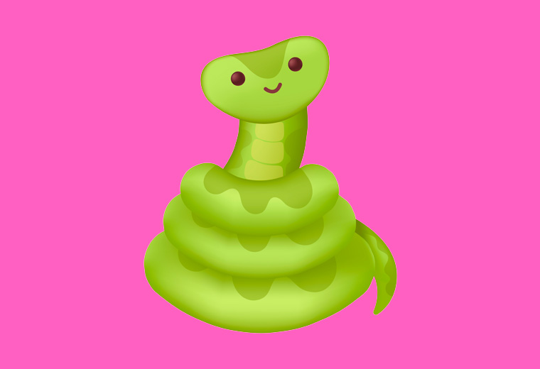 Ilustração de uma cobra verde enrolada