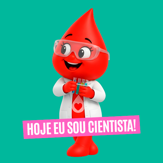 Maria Menarquinha com jaleco e óculos de cientista. Hoje eu sou cientista!